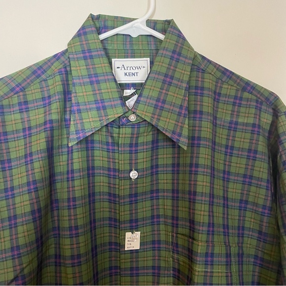 NWT Arrow Kent button down mens green/red shirt size 16 1/2” -34. - Picture 2 of 8